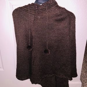 Brown Poncho with hood